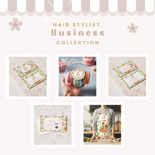 Peach Floral Hair Stylist Business Apron