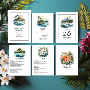 Watercolor Hawaii Destination Wedding Menu