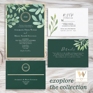 Emerald Green Botanical Wedding Save The Date
