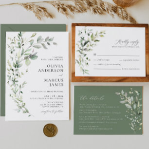 Boho Sage Greenery Botanical Wedding Invitation