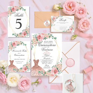 Elegant Watercolor Pink Spanish Quinceañera Quince Classic Round Sticker