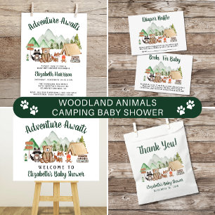 Woodland Animals Camping Baby Shower Paper Plates