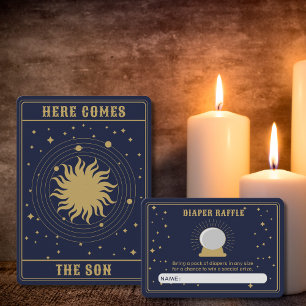 Here Comes The Son   Sun Tarot Baby Shower Invitation