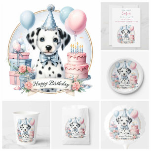 Cute Pastel Puppy Dalmatian - Birthday  Paper Plates