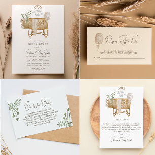 Elegant Rustic Botanical Boho Baby Shower Invitation Belly Band