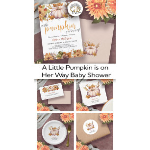A Little Pumpkin Autumn Fall Floral Baby Shower Napkins
