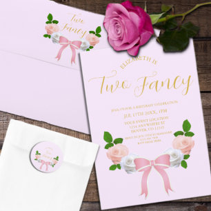 Two Fancy Bow Floral Birthday Envelope