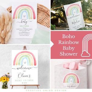 Boho Rainbow Diaper Raffle Baby Shower Card