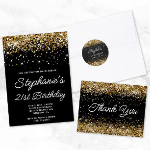 Gold Glitter Black 18th Birthday Party Welcome Tapestry