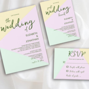 Muted Pastel Geometric Post-Wedding Brunch Invitation