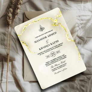 Luxurious Gold Marble Texture Islamic Wedding Invitation