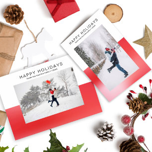 Modern Aqua Blue Happy Holiday Photo Postcard