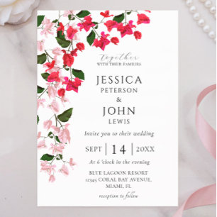 Colorful Bougainvillea Flower Wedding Invitation