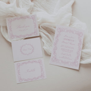 Elegant Vintage Romantic Pink Bridal Shower Invitation