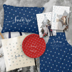 Red elegant snowflakes and dots custom photo ceramic ornament