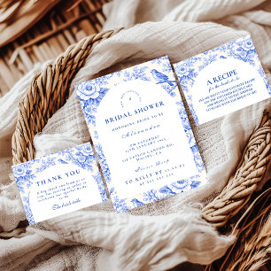 Elegant Blue Toile Floral Bridal Shower Napkins