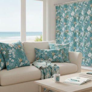 Tropical Turquoise & Terracotta Hibiscus Floral  Paper Plates