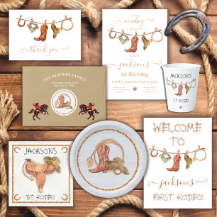 Cowboy Western Boy Clothesline Birthday Party Invitation