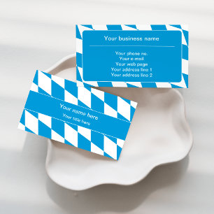 Blue and White Bavaria Flag Pattern Business Card
