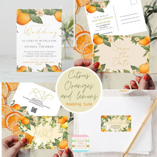 Citrus Lemons Oranges Botanical Modern Wedding Invitation