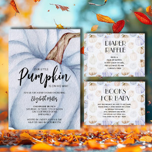 Blue Pumpkin Boy Baby Shower Invitation