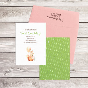 Woodland Animal First Birthday/Shower Invitation