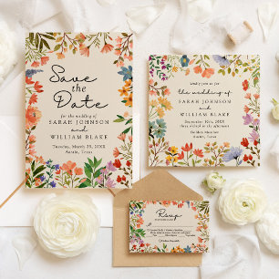 Boho Garden of Wildflower Square Wedding Invitation