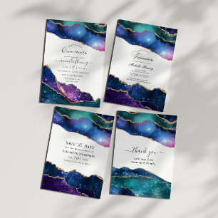 Galaxy Agate Quinceañera Photo Invitation