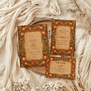 Vintage Pomegranate Art Nouveau Wedding Thank You Card