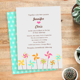 Colorful Pinwheel Themed Wedding Enclosure Card