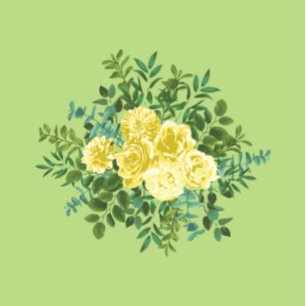 Yellow & Green Spring Rose Vintage Wedding Invitation