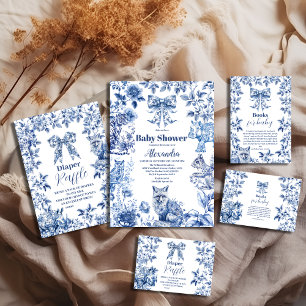 Toile De Jouy Bow Baby Shower Napkins