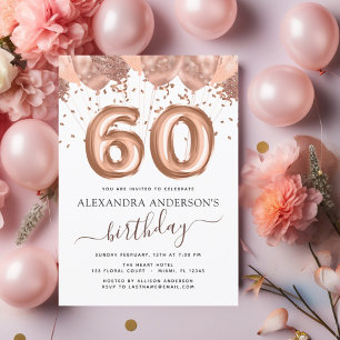 Rose Gold Balloons Quinceañera Celebration Invitation