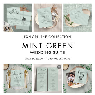 Minimalist Script Mint Wedding Evening Party  Invitation