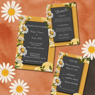 70s Retro Daisy Wedding - burnt orange terracotta Invitation