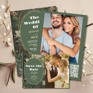 Vintage Floral Art Nouveau Wedding Save The Date