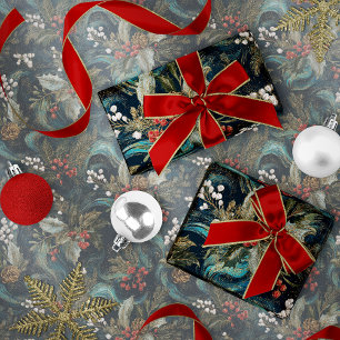 Vintage Christmas Elegant Sparkle Wrapping Paper Sheets