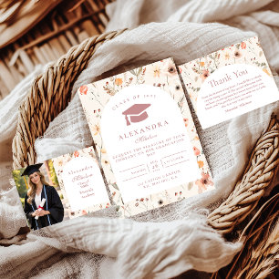 Photo Soft Botanical Chic Graduation Announcement