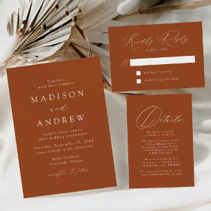 Modern Elegant Terracotta Monogram Wedding Invitation