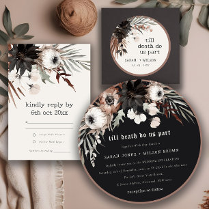 Boho Rustic Gothic Rust Black Botanical Wedding Classic Round Sticker