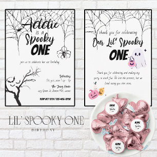 Spooky One   Halloween Birthday   Pink Candy Bar Pedestal Sign