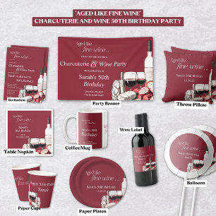 Charcuterie and Red Wine 50th Birthday Banner