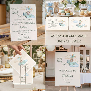 We Can Bearly Wait Bear Airplane Diaper Raffle Enclosure Card