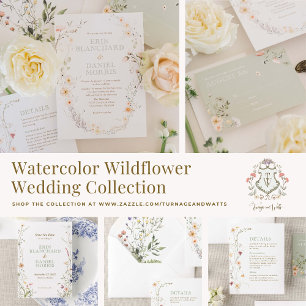 Watercolor Wildﬂower Wedding Envelope Liner