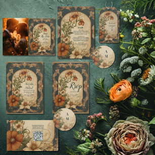 Vintage Bougainvillea  Art Nouveau Wedding Menu