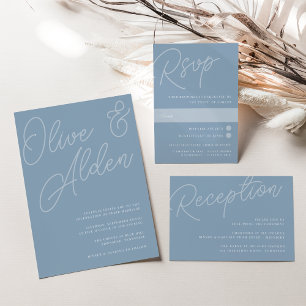 Dusty Blue   Script Watermark Meal Choice RSVP Card