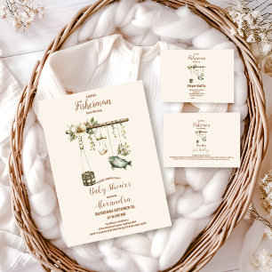 Outdoor Little Fisherman Fishing  Baby Shower Invitation