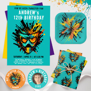 Cool Colorful Paintball Mask Blast Splatter Wrapping Paper Sheets