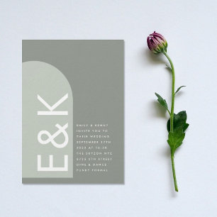 Premium Black Modern Monogram Boho Arch Wedding Invitation