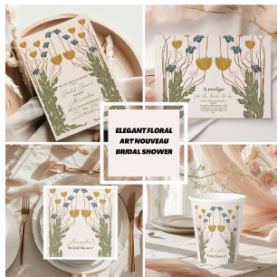 Elegant Floral Art Nouveau Bridal Shower Napkins